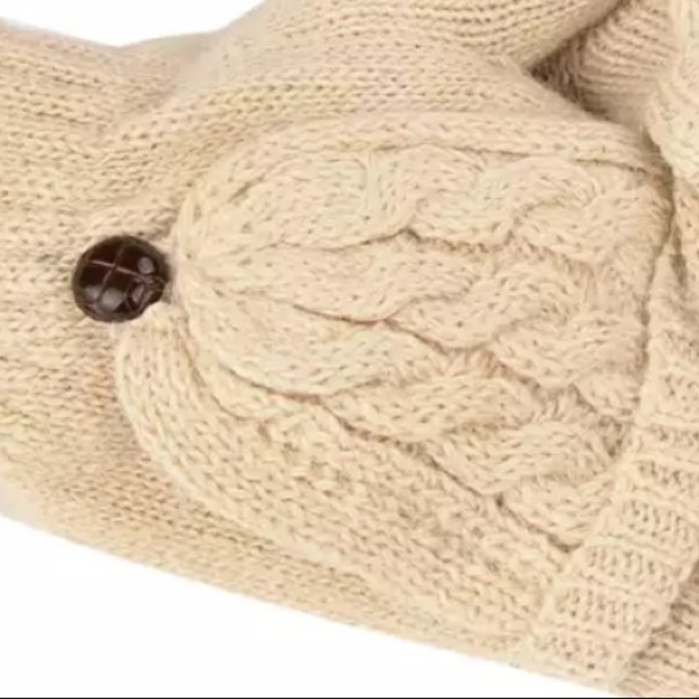 Beige Clamshell Exposed Finger Mittens - Picture 5 of 5